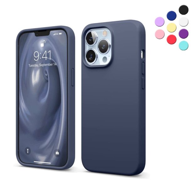 Entronix Funda de Silicona para iPhone 13 Pro, Suave Al Tacto, Antiarañazos y Antigolpes, Color Azul Marino