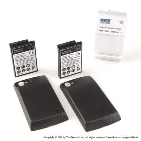 Lg Optimus Q Extended Battery YN4L® 2 X 3500mAh Extended Battery for LG Optimus M MS695 Metro PCS with Black Extended Back Cover + Wall Dock Charger Bundle ()