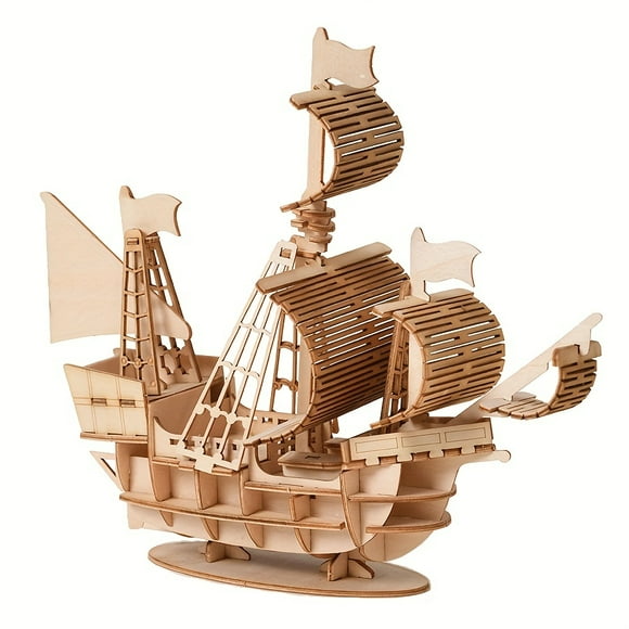 3D Wooden Ocean Sailboat Model Kits - Handcrafted, Challenging Brainteaser, Educational, and Fun DIY Project - Perfect Christmas and Birthday Gift for Adults and Teens