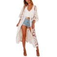 thumbnail image 1 of ZHAOCHENG Kimono de encaje de crochet Caitzr para mujer, traje de baño largo, traje de baño transparente para playa, cárdigan, caftán, 1 of 4