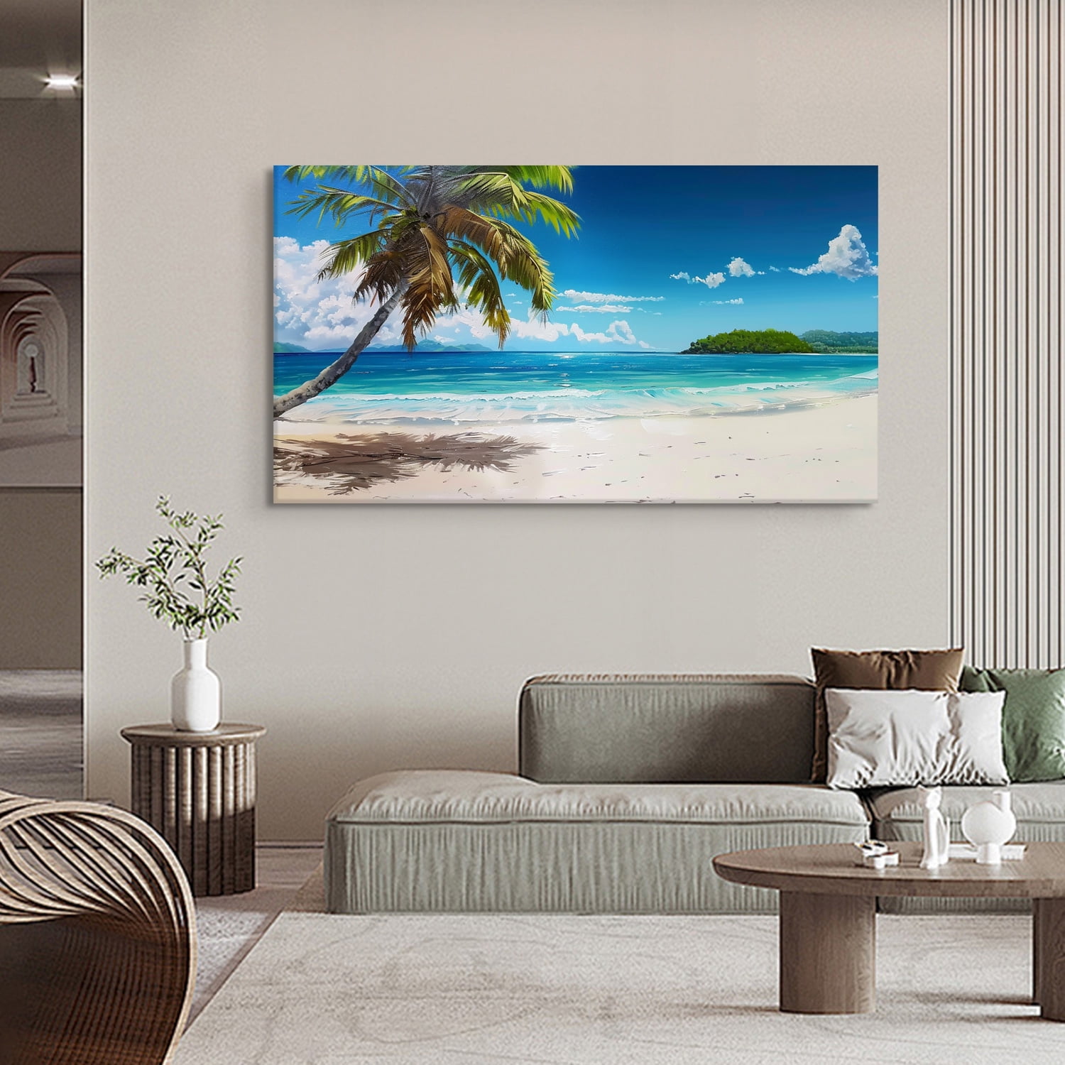 Ocean Wall Art Palm Wall Decor A Coconut Tree Canvas art Framed wall art Painting For Livingroom Decor Office Bedroom Decoration