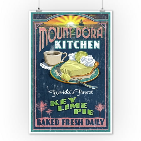 Mount Dora, Florida - Key Lime Pie Sign - Lantern Press Poster (9x12 Art Print, Wall Decor Travel