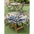 thumbnail image 5 of Outdoor Tablecloth with Umbrella Hole Zipper Palm Trees Round Tablecloth 60" Waterproof Outside Table Cloth Blue Brown Vintage Watercolor Tropical Patio Table Cover Tablecloths for Picnic Party, 5 of 8