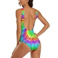 thumbnail image 4 of Bright Tie Dye Swimsuit Colorful Swirl Push Up Swimwear One Piece Surfing Bathing Suit Swimsuits Graphic Beachwear Large Size, 4 of 7