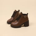 thumbnail image 7 of Xfvqtps Womens Fashion Winter Ankle Boots Side Zipper Lace up Round Toe Chunky Heel Boots for Women Casual Outdoor Non Slip Shoes Brown, 7 of 7