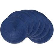Lot de 6 sets de table ronds de 38,1 cm pour tables de salle à manger en polypropylène tissé résistant à la chaleur (True Blue)