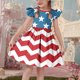 thumbnail image 5 of Odeerbi Niñas Día de La Independencia Vestido de Línea A Verano Patriótico Estrella Raya Ruffle Gorra Manga Vestido Casual, 5 of 6