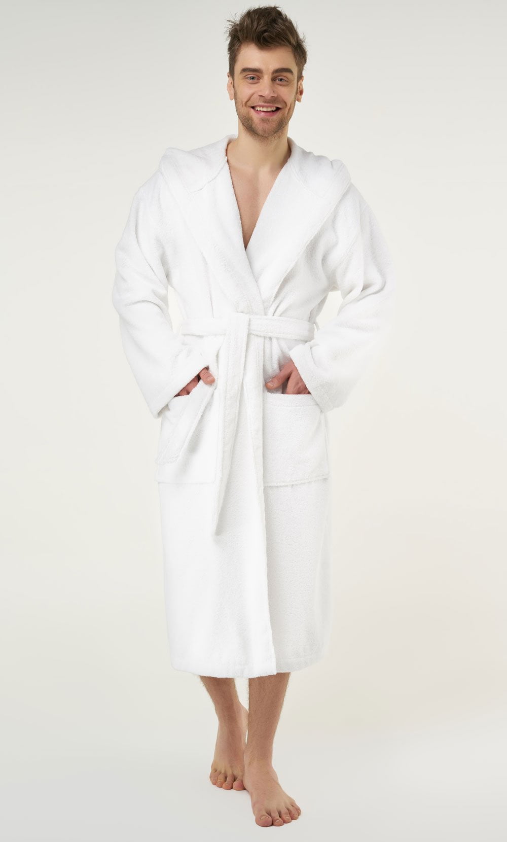 Hooded Bathrobe Full Length for Womens Mens 100% Cotton Terry Towelling Dressing Gown Ankle Length for Spa Gym Hotel Fluffy Comfort Wrap Highly Absorbent House Coat