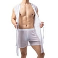 thumbnail image 4 of Men's Hooded Robe, Soft Lightweight Bathrobe for Men with Pockets, Casual Long Sleeve Lounge Robe for Home, Shower, or Pool, 4 of 6