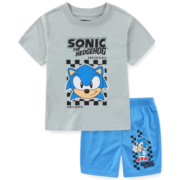 SEGA Sonic the Hedgehog Short Sleeve T-Shirt and Mesh Short Set (Boys), 2 Piece Set, Sizes 4-10