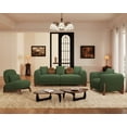 thumbnail image 6 of Morden Fort Sherpa Boucle Cloud 3-Seater Sofa, Upholstered Modern Comfy Couch with Crescent Wood Legs and 3 Matching Pillows, Green, 6 of 8