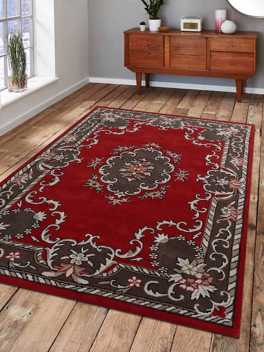 Rugsotic Carpets Hand Tufted Wool 5'x8' Area Rug Oriental Red Brown