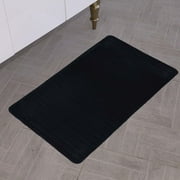 All American Collection New Solid 1 Piece Memory Foam Bathroom Mat (Stripe, Black)