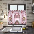 thumbnail image 4 of Yayeee Kitchen Curtains Tier Pair Light Filtering 27"x24" Rod Pocket Short Cafe Window Panel, Pink Gingerbread Houses, 4 of 7
