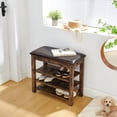 thumbnail image 2 of Height-Adjustable Wooden Shoe Bench with Concealed Storage, Charcoal-Grained Rubberwood Design, Ergonomic Seat & Stable Legs for Entryway Organization, 2 of 9