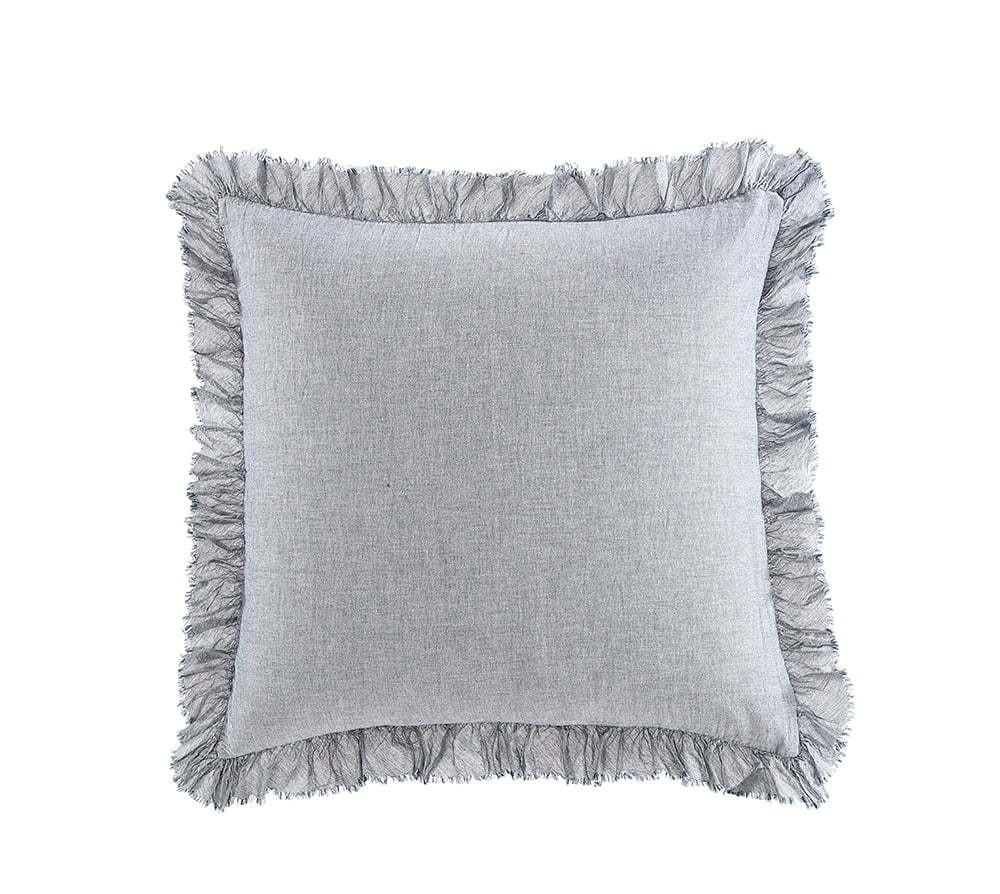 Better Homes And Gardens Yarn Dyed Chambray With Ruffle Euro Pillow Blue Walmart Com Walmart Com