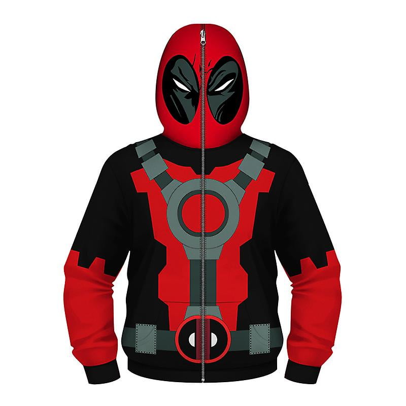 Kids Boy Girl Spiderman Deadpool Hooded Hoodie Zip Up Sweatshirt