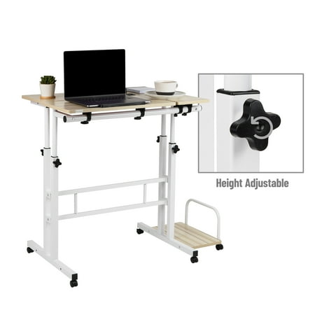 Mind Reader - 2 Tier Sit and Stand Desk XL - White