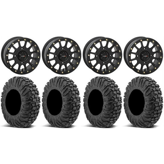 System 3 SB-5 Black 15" Wheels 34" MotoVator Tires Sportsman RZR Ranger