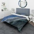 thumbnail image 1 of Designart 'Black And Blue Abstract Water Painting' Geometric Bedding Set - Duvet Cover & Shams, 1 of 4