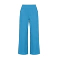 thumbnail image 6 of Idoravan linen pants women elastic waist loose fit Women Spring Summer High WaistedCasual Solid Color Pockets Long Pants, 6 of 7