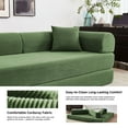 thumbnail image 3 of 5-in-1 Folding Convertible Sofa Bed, 79" Corduroy Floor Couch Futon, Pull-Out Sleeper Loveseat, Modular Boneless Sofa for Living Room & Bedroom, Dark Green, 3 of 7