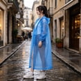thumbnail image 5 of Yhmxh Unisex Rain Poncho EVA Raincoat with Drawstring Hood and Elastic Cuffs, Reusable Waterproof Rain Jacket with Button Closure, Lightweight Long Raincoats for Commuting Walking Travel Cycling, 5 of 6