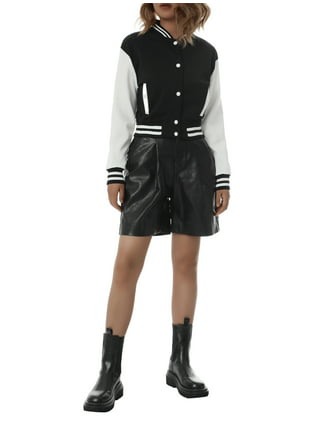  Varsity Jacket 2 Piece Sets for Women Faux Leather Skirt Bomber  Baseball Jackets Outfit Black : Clothing, Shoes & Jewelry
