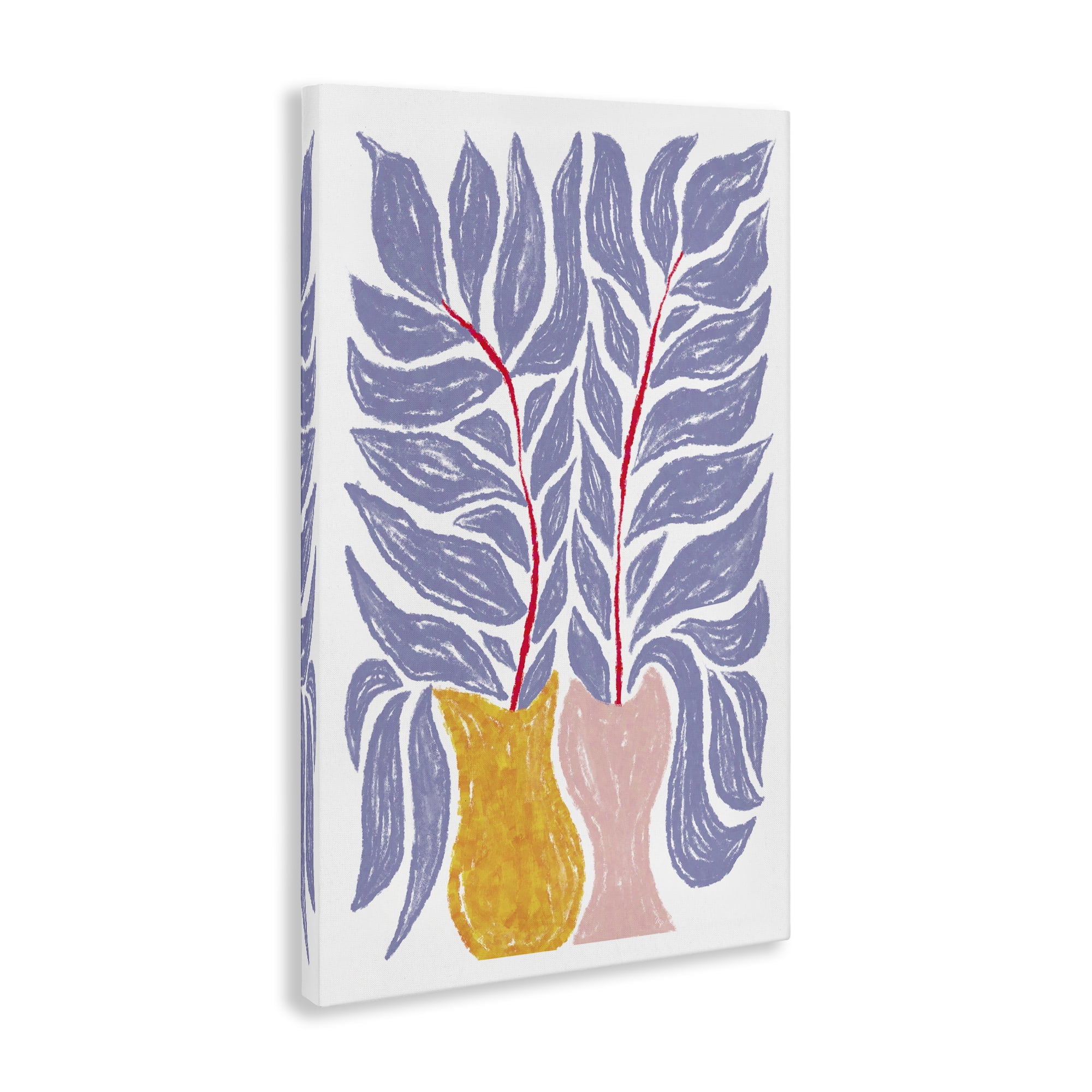 Stupell Industries Purple Leaves in Vases Plants & Flowers Painting Wrapped Canvas Art Print Wall Art, 30 x 45