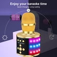 thumbnail image 4 of Micrófono de karaoke BONAOK Bluetooth inalámbrico Q78 con LED dorado, 4 of 8