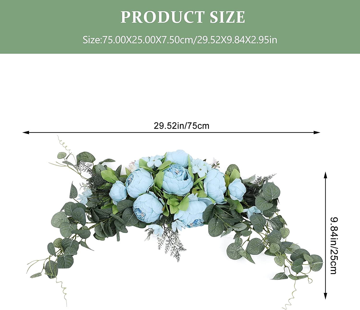 HAOSHICS Artificial Floral Peony Swag Fake Silk Flowers Swag Colorful Mixed Spring Floral Swag with Rose for Wedding Arch Table Centrepiece Hanging Home Mirror Wall Decor (Rose Red)