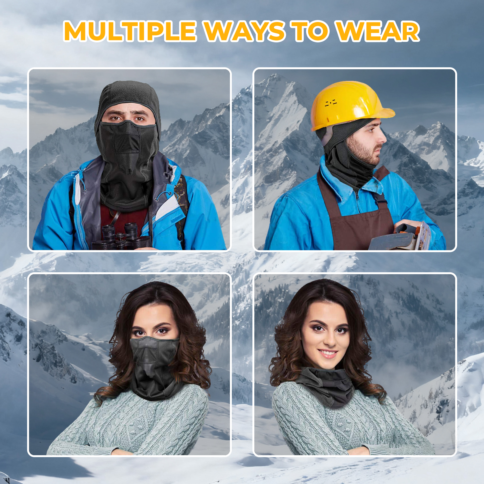 Balaclava Ski Mask for Men and Women Thermal Full Face Mask Windproof Fleece Face Cover Hood Black