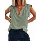 thumbnail image 1 of Blusa Informal de Verano con Volantes y Corta para Mujer, Cuello en V, Elegante, para Oficina, Color Verde, Talla XL, 1 of 7