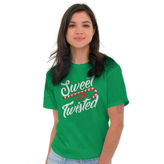 Sweet Twisted Christmas Candy Cane Women's Graphic T Shirt Tees Brisco Brands S