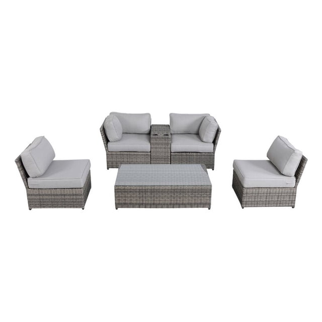 Living Source International Ensemble Sectionnel 6 Pcs avec Coussin Gris