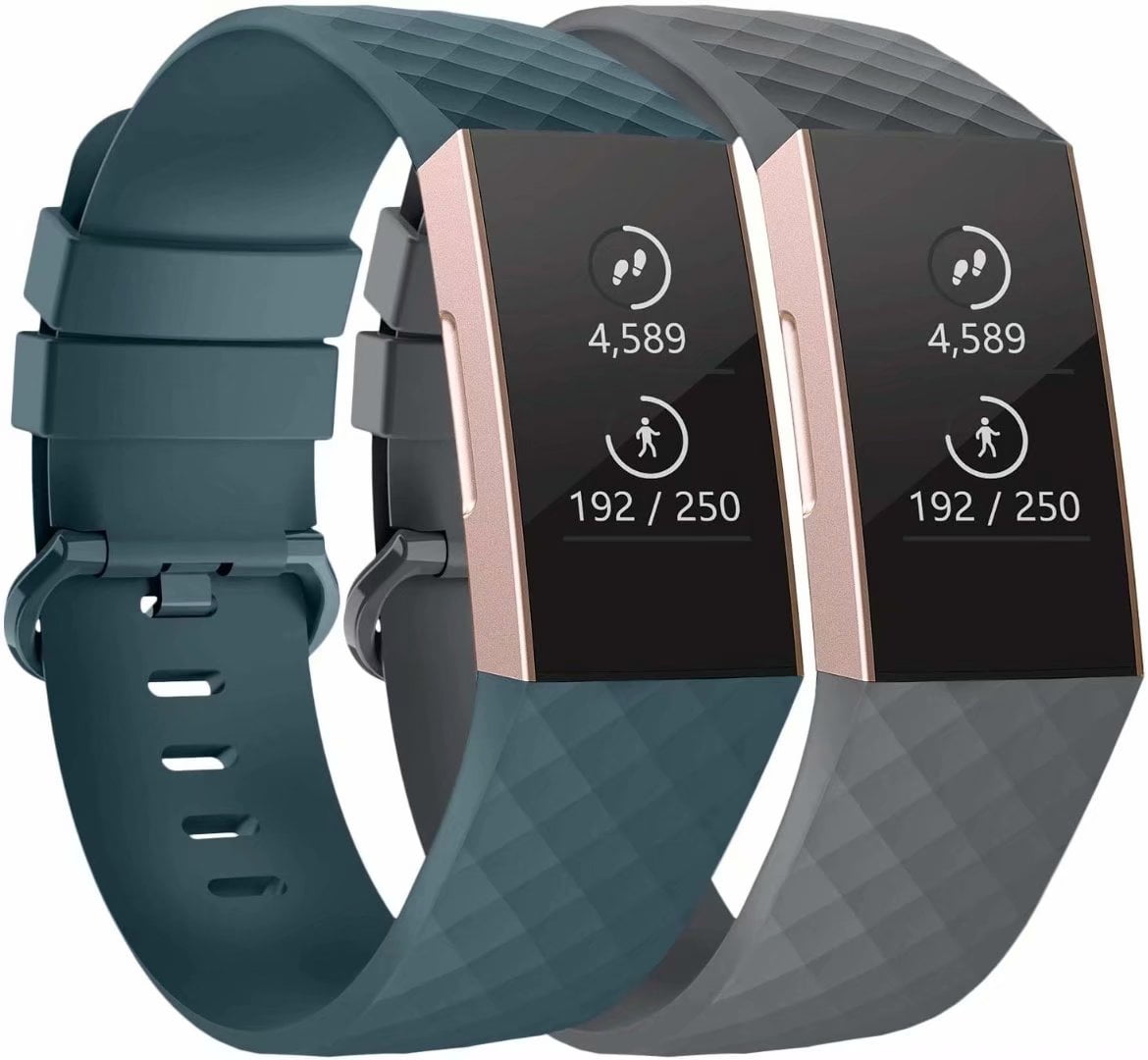 2x Soft TPU Band Wistband Strap For Fitbit Charge 4 & 3 Replacement Black+Pink 