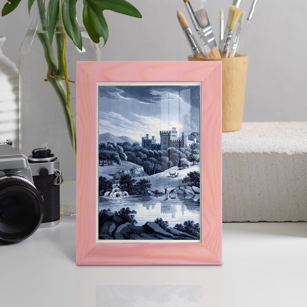 Estate View II -Framed Print w/glass-Sunset Pink