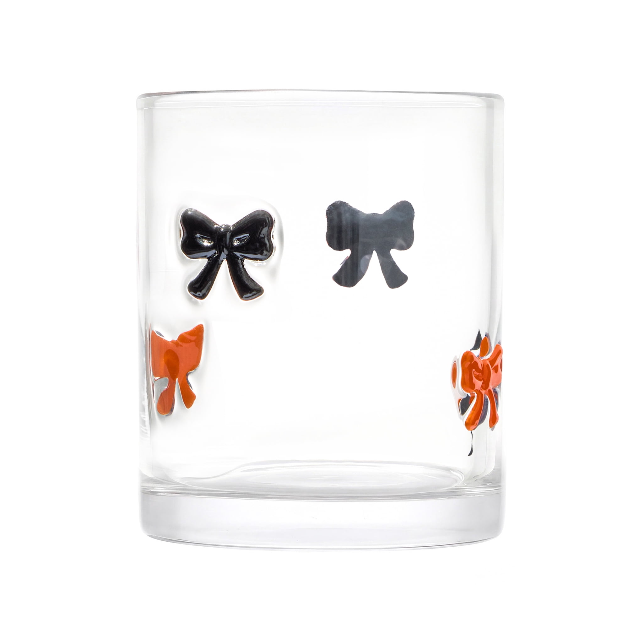 Thyme & Table 12 fl oz Halloween Orange and Black Bow Charm Drinking Glasses, Set of 2