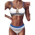 thumbnail image 1 of Femmes 2 Pièces Maillots de Bain Couleur de Mode Bloc Haute Taille d'Été Maillots de Bain Ensembles, 1 of 7