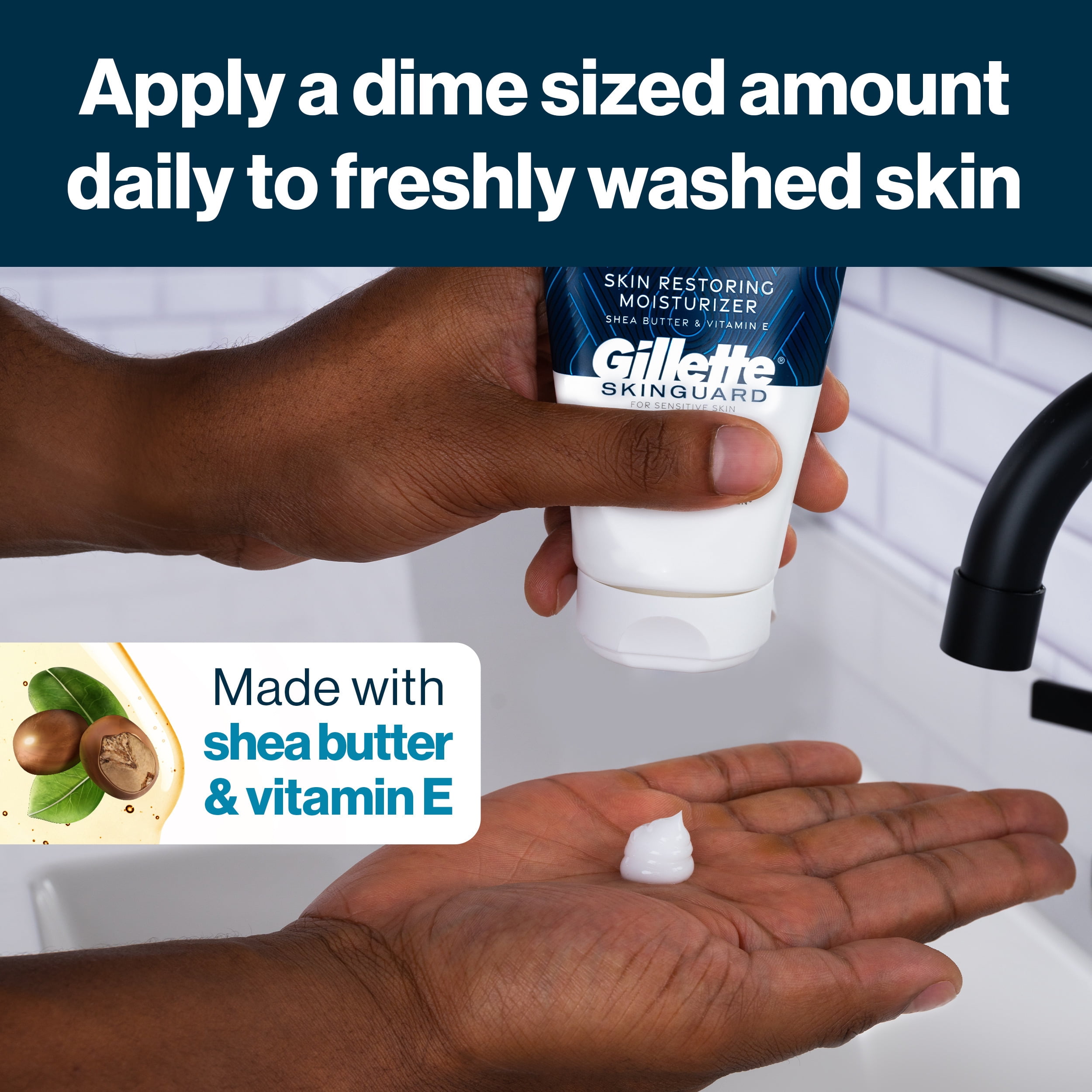 Gillette Skin Guard Men's Face Aftershave Moisturizer lotion with Shea Butter, 3.4 Oz