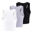 thumbnail image 3 of Women's 3-Piece Ribbed Seamless Workout Exercise Tank Tops - Sleeveless, for Yoga and Daily/Casual/Beach, Multiple Sizes, 3 of 3