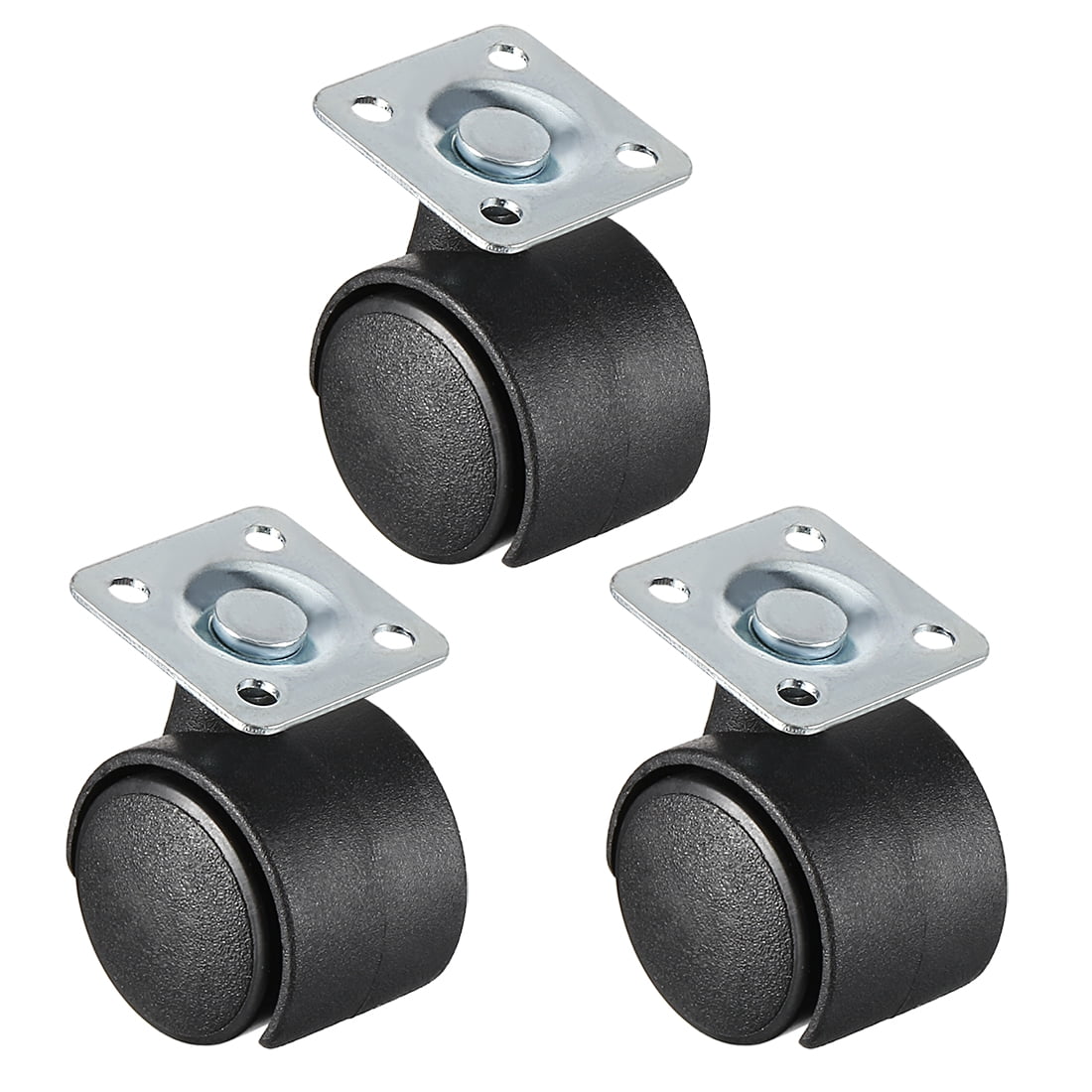 3Pcs 1 Inch Office Chair Casters Nylon Twin Wheel,Top Plate Mount