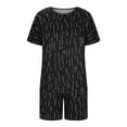 thumbnail image 4 of Hvyesh Womens Linen 2 Piece Sets, Summer Round Neck Short Sleeve Tops and Shorts Two Pieces Set Suit for Ladies Trendy Stripe Print Outfit with Pockets, 4 of 6