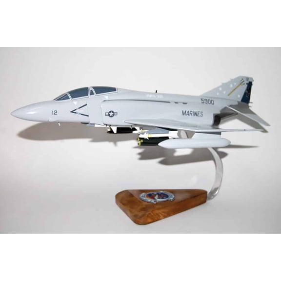 VMFA-321 Hell's Angels F-4s (1987) Model, 1/42 (18") Scale, Mahogany, Marines, Fighter