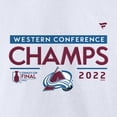 thumbnail image 4 of Men's Fanatics White Colorado Avalanche 2022 Western Conference Champions Locker Room T-Shirt, 4 of 4