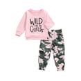 thumbnail image 2 of BemeyourBBs Toddler Baby Girls Camouflage Hunting Outfit Letter Print Long Sleeve Sweatshirt and Elastic Camo Cargo Pants Set Baby Fall Spring Winter Clothes, 2 of 8