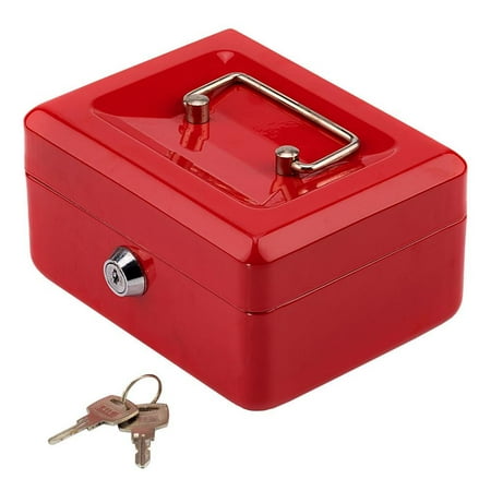 Heavy Gauge Steel Cash Box UBesGoo Stainless Steel Metal Petty Cash Box Lock Bank Deposit Safe Key Security Tray ()