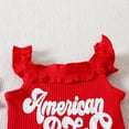 thumbnail image 3 of TOWED22 4th of July Baby Girl Outfit Toddler Memorial Day Clothes T-Shirt Top American Flag Shorts with Headband,9-12 Months, 3 of 5