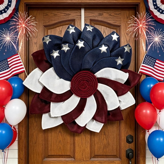 Orangide Independence Day Wreath Patriotic American 4th of July Wreath Memorial Day Wreaths Festival Garland Decoration Front Door Wall Home Decor