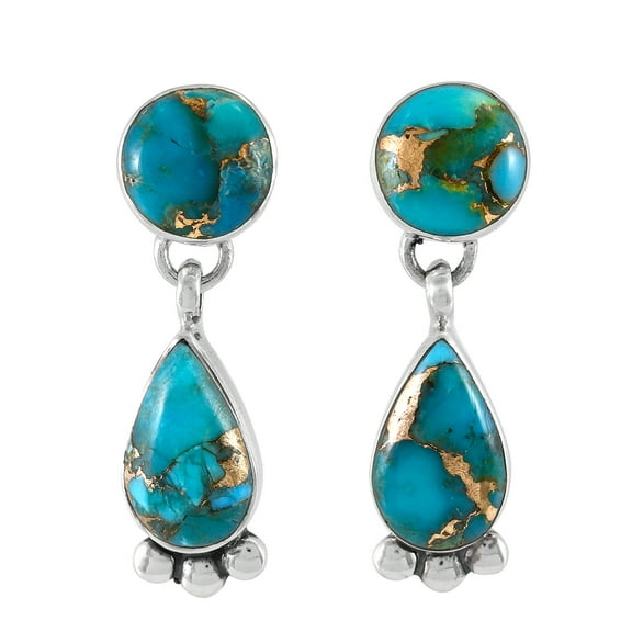 Matrix Turquoise Jewelry Earrings for Women Sterling Silver 925 | Turquoise Network | E1451-C84